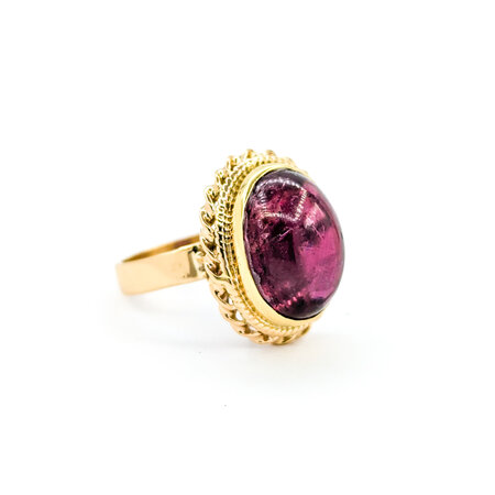 Ring Vintage 12.87ct Cabochon Rubellite Tourmaline 14ky sz7 124020151