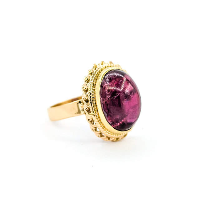 Ring Vintage 12.87ct Cabochon Rubellite Tourmaline 14ky sz7 124020151
