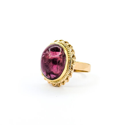 Ring Vintage 12.87ct Cabochon Rubellite Tourmaline 14ky sz7 124020151