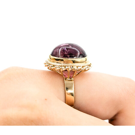 Ring Vintage 12.87ct Cabochon Rubellite Tourmaline 14ky sz7 124020151
