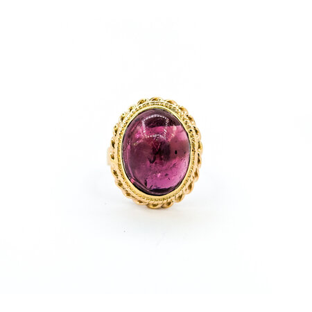 Ring Vintage 12.87ct Cabochon Rubellite Tourmaline 14ky sz7 124020151