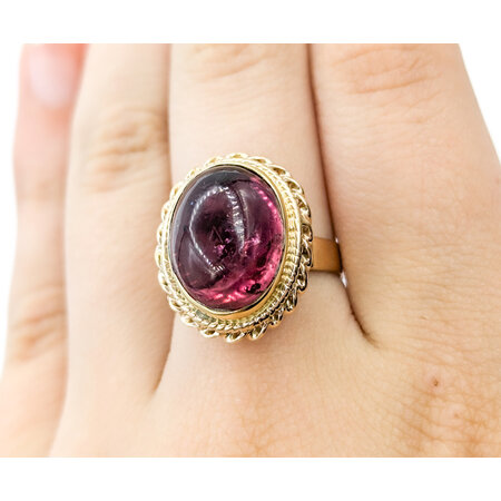 Ring Vintage 12.87ct Cabochon Rubellite Tourmaline 14ky sz7 124020151