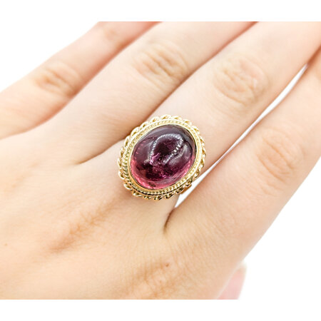 Ring Vintage 12.87ct Cabochon Rubellite Tourmaline 14ky sz7 124020151