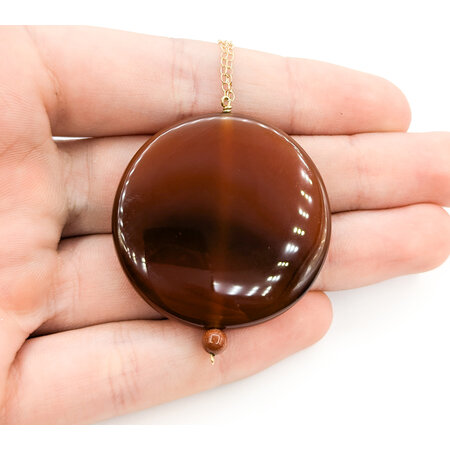 Pendant 38mm Carnelian 38mm 14ky 15"" 224071260