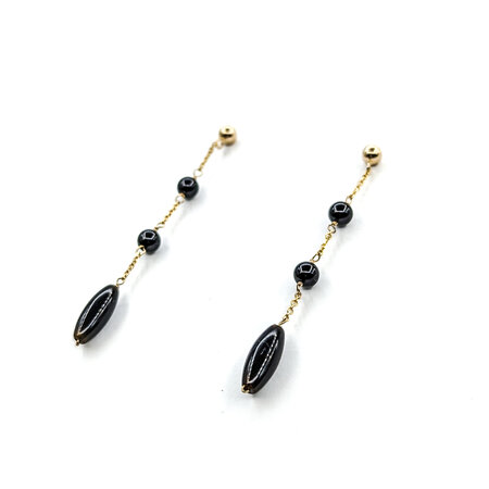 Earrings Dangle Friction Back Onyx 55x4.5mm 14ky 224074312