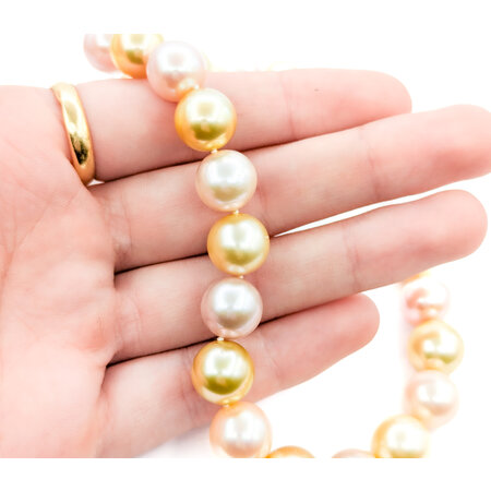 Necklace Strand .07ctw Round Diamonds 10-11mm South Sea Multicolor Pearls 18ky 30" 223010064