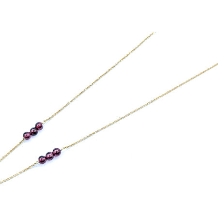 Necklace Station 4-6mm Beads Garnet 14ky 16in  224072250