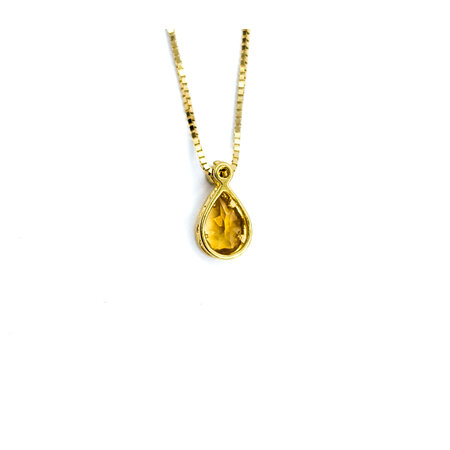 Pendant .01ct Round Diamond .37ct Citrine 9.5x5mm 14ky 18"" 224071257