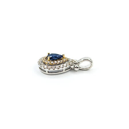 Pendant Tear Drop .33ctw Diamonds .50ct Sapphire 14ktt .8x.4" 123060192