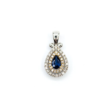 Pendant Tear Drop .33ctw Diamonds .50ct Sapphire 14ktt .8x.4" 123060192