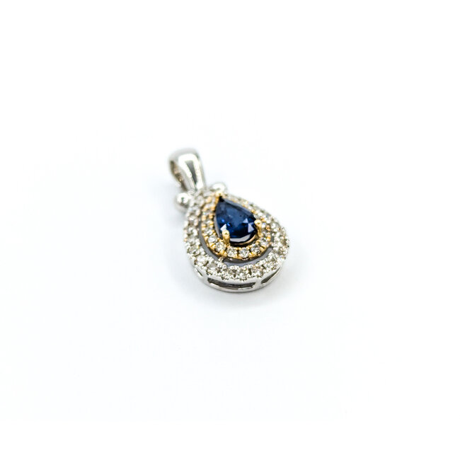 Pendant Tear Drop .33ctw Diamonds .50ct Sapphire 14ktt .8x.4" 123060192