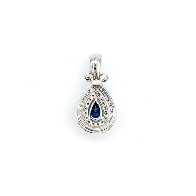Pendant Tear Drop .33ctw Diamonds .50ct Sapphire 14ktt .8x.4" 123060192