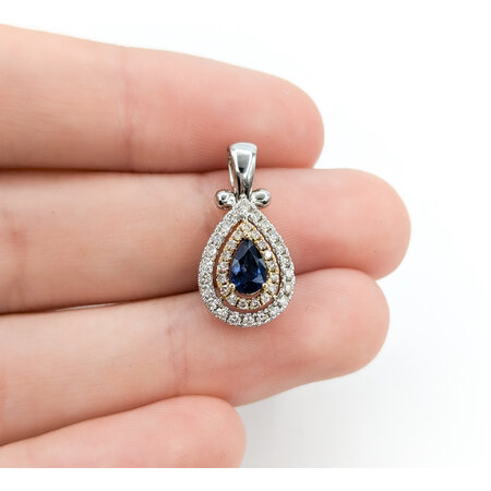 Pendant Tear Drop .33ctw Diamonds .50ct Sapphire 14ktt .8x.4" 123060192