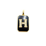  Pendant "H" .16ctw Diamonds 5ct Onyx 14ky 1x.6" 122060228