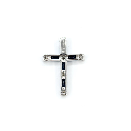 Pendant Cross .53ctw Diamonds 1.11ctw Sapphire 14kw 1x.7" 123060178