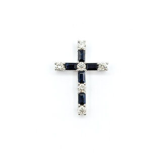 Pendant Cross .53ctw Diamonds 1.11ctw Sapphire 14kw 1x.7" 123060178