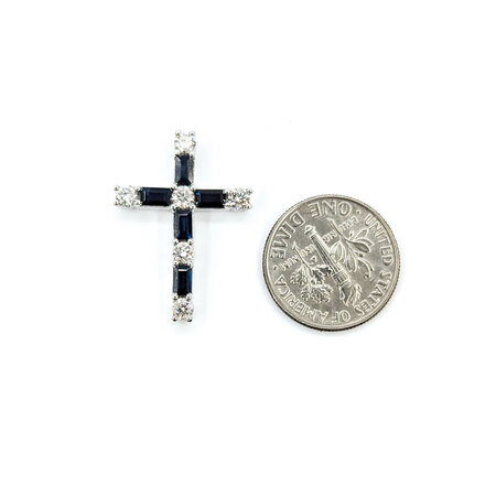 Pendant Cross .53ctw Diamonds 1.11ctw Sapphire 14kw 1x.7" 123060178