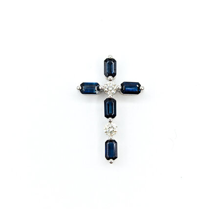 Pendant Cross .31ctw Diamonds 1.82ctw Sapphire 14kw 1.05x.6" 123060212