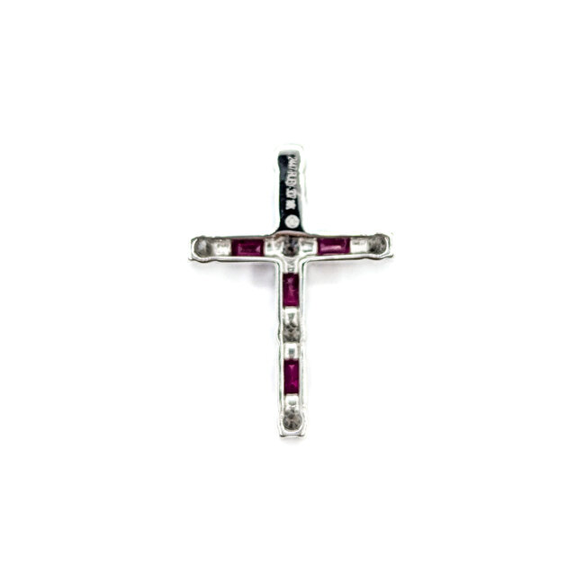 Pendant Cross .51ctw Diamonds 1.00ctw Ruby 14kw 1x.75" 123060161