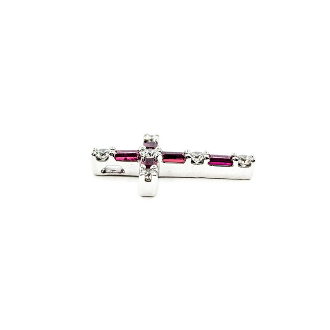 Pendant Cross .51ctw Diamonds 1.00ctw Ruby 14kw 1x.75" 123060161