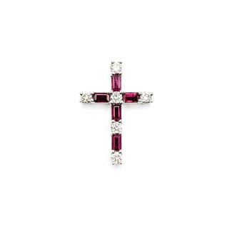Pendant Cross .51ctw Diamonds 1.00ctw Ruby 14kw 1x.75" 123060161