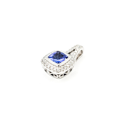 Pendant Drop .21ctw Diamonds .97ct Tanzanite 14kw 17x10mm 123110137