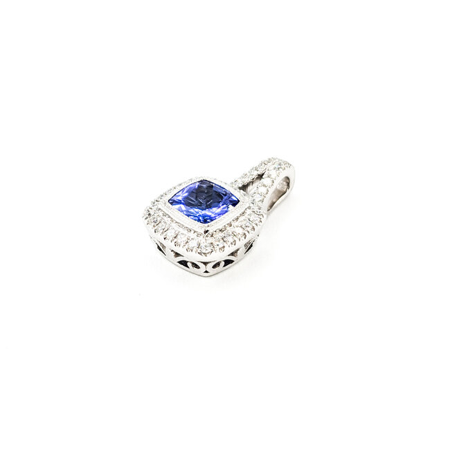 Pendant Drop .21ctw Diamonds .97ct Tanzanite 14kw 17x10mm 123110137