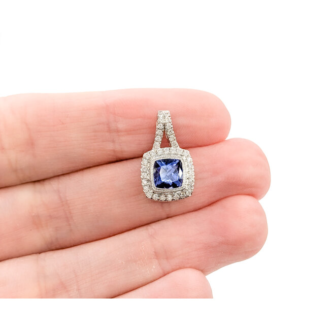 Pendant Drop .21ctw Diamonds .97ct Tanzanite 14kw 17x10mm 123110137