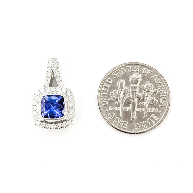 Pendant Drop .21ctw Diamonds .97ct Tanzanite 14kw 17x10mm 123110137