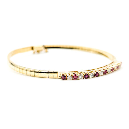 Bracelet .21ctw Round Diamonds .24ctw Ruby 14ky Omega 6.5" 3mm 224083252