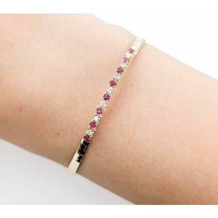 Bracelet .21ctw Round Diamonds .24ctw Ruby 14ky Omega 6.5" 3mm 224083252