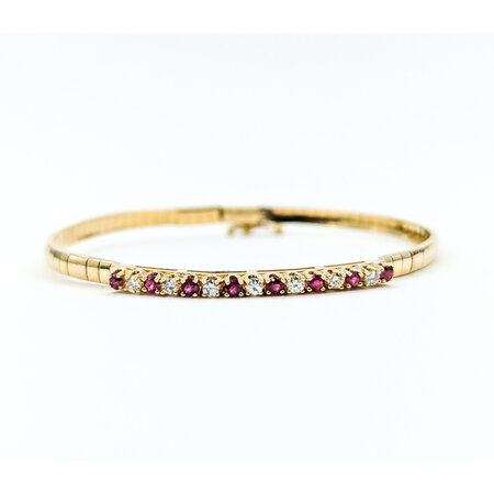 Bracelet .21ctw Round Diamonds .24ctw Ruby 14ky Omega 6.5" 3mm 224083252