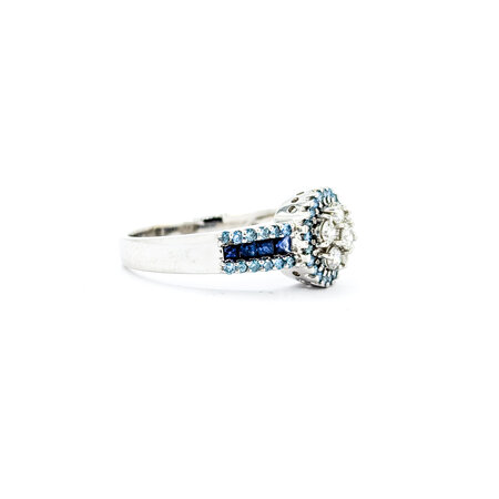 Ring Cocktail .35ctw Round Diamonds .50ctw Irradiated Blue Diamonds .24ctw Sapphires18kw sz9.25 224080002