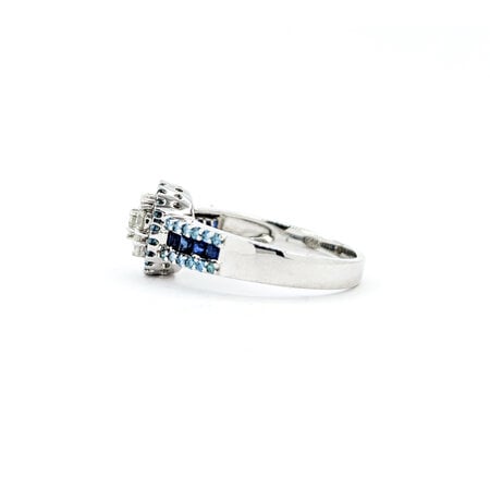 Ring Cocktail .35ctw Round Diamonds .50ctw Irradiated Blue Diamonds .24ctw Sapphires18kw sz9.25 224080002