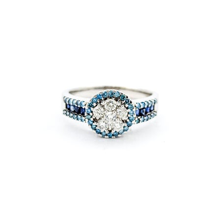 Ring Cocktail .35ctw Round Diamonds .50ctw Irradiated Blue Diamonds .24ctw Sapphires18kw sz9.25 224080002