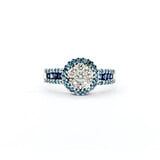  Ring Cocktail .35ctw Round Diamonds .50ctw Irradiated Blue Diamonds .24ctw Sapphires18kw sz9.25 224080002