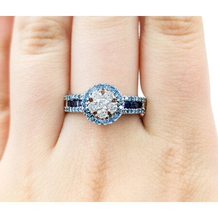 Ring Cocktail .35ctw Round Diamonds .50ctw Irradiated Blue Diamonds .24ctw Sapphires18kw sz9.25 224080002