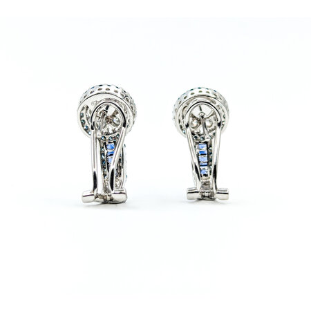 Earrings J Hoops .70ctw Round Diamonds Omega Back .80ctw Irradiated Blue Diamonds .24ctw Sapphires 18.5x10mm 18kw 224084001