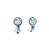  Earrings J Hoops .70ctw Round Diamonds Omega Back .80ctw Irradiated Blue Diamonds .24ctw Sapphires 18.5x10mm 18kw 224084001