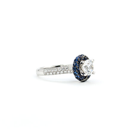 Ring .36ctw Diamonds .62ctw Sapphire  CZ Ctr 14kw Sz7 123050125