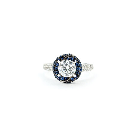 Ring .36ctw Diamonds .62ctw Sapphire  CZ Ctr 14kw Sz7 123050125