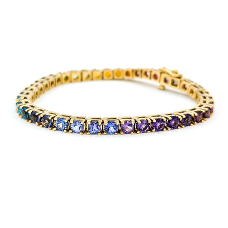 Bracelet 8ctw Round Multi Stone 14ky 7.25" mm 224083251