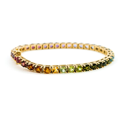 Bracelet 8ctw Round Multi Stone 14ky 7.25" mm 224083251