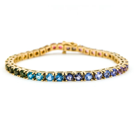 Bracelet 8ctw Round Multi Stone 14ky 7.25" mm 224083251