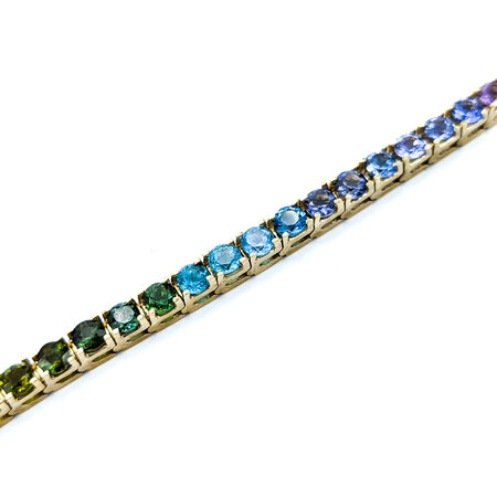 Bracelet 8ctw Round Multi Stone 14ky 7.25" mm 224083251