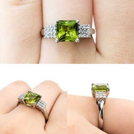 Ring .18ctw Round Diamonds 1.80ct Peridot 14kw sz6.75 224070180