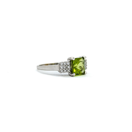 Ring .18ctw Round Diamonds 1.80ct Peridot 14kw sz6.75 224070180