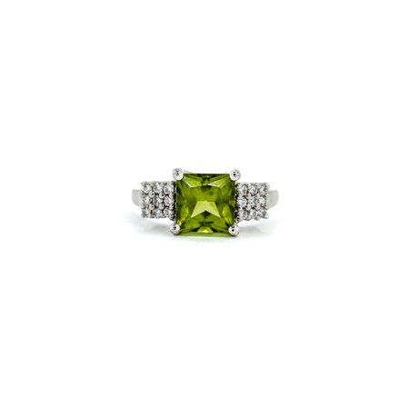 Ring .18ctw Round Diamonds 1.80ct Peridot 14kw sz6.75 224070180