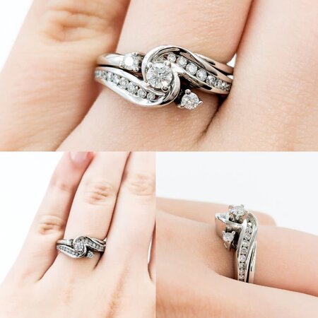 Ring Engagement Set Soldered Engagement .15ct Round Diamond .25ctw Diamonds 14kw sz5.5 224080300