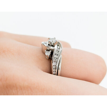 Ring Engagement Set Soldered Engagement .15ct Round Diamond .25ctw Diamonds 14kw sz5.5 224080300